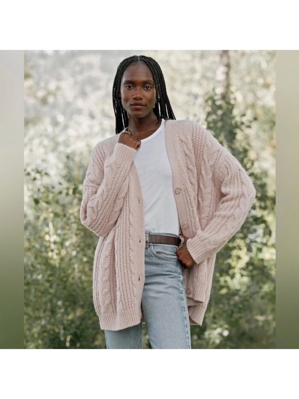 Jenni Kayne NWT Cable Cocoon Alpaca Merino Cardigan Pink Blush Size XS